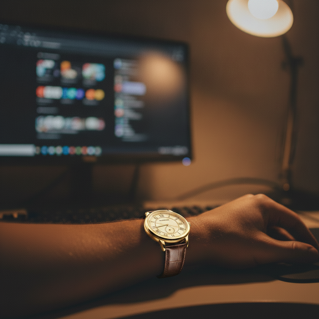 Même poignet avec une montre de luxe dorée ajoutée par l'IA